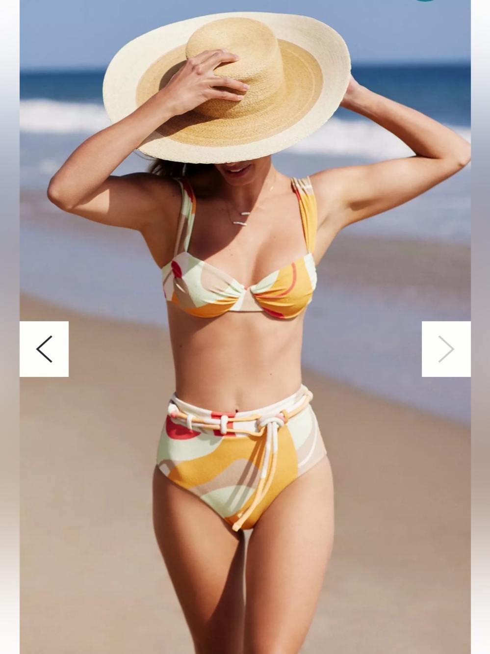 NWT Anthropologie Revel Rey Claire Spencer Retro Belted Bikini Set Top Bottom M